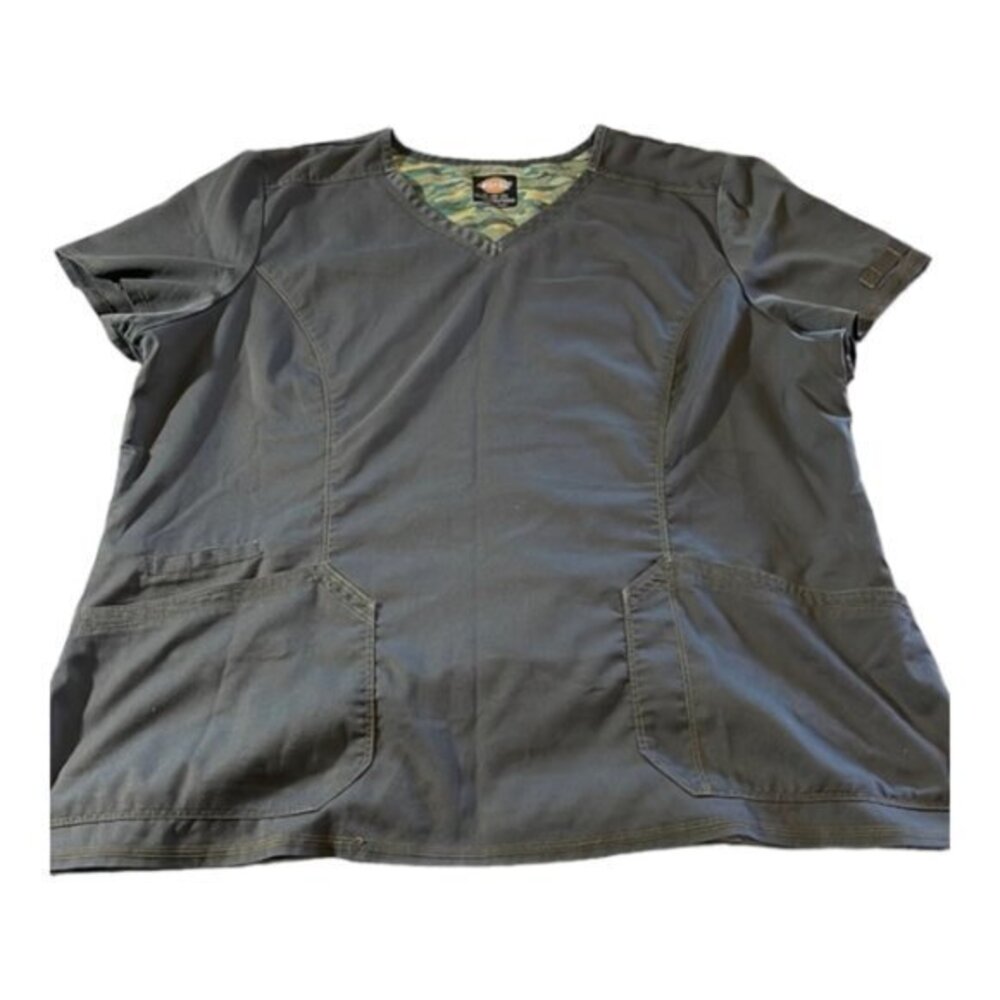 Dickies Gray V-Neck Pocket Scrub Medical Hospital Doctor Nurse Size 2XL #5013